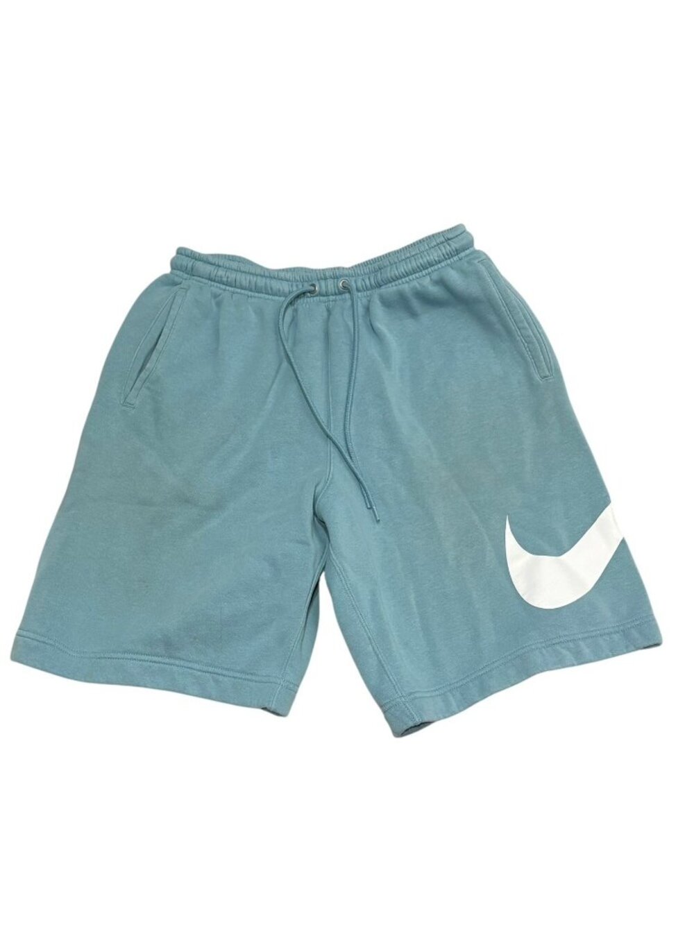 NIKE Club Brushed Fleece Shorts Swoosh Graphic Blue White Sz S FN3906-464